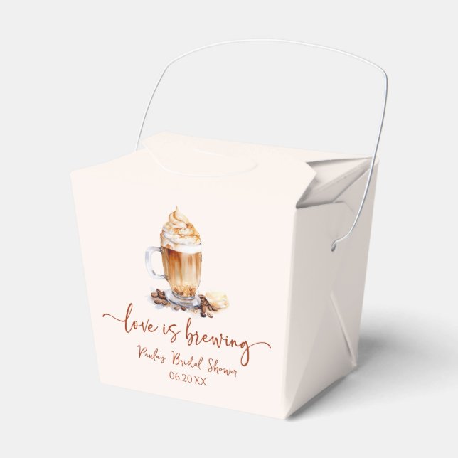 Love Is Brewing Coffee Beans Bridal Shower Favour Box (Front Side)