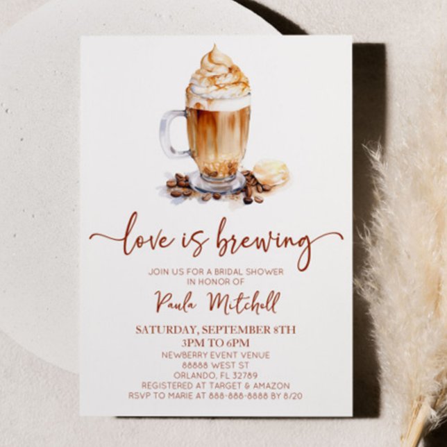 Love Is Brewing Coffee Beans Bridal Shower Invitation (Creator Uploaded)