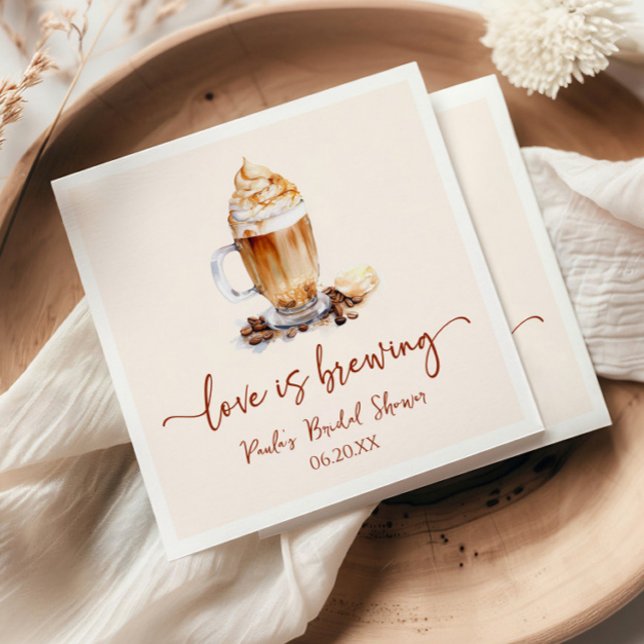 Love Is Brewing Coffee Beans Bridal Shower Napkin (Creator Uploaded)