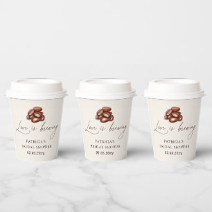 Love is Brewing Coffee Beans Bridal Shower Paper Cups