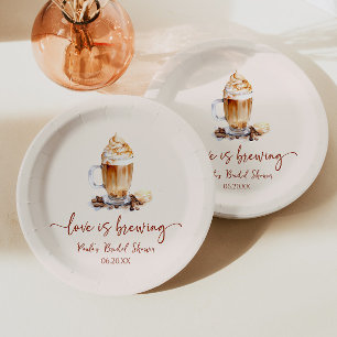 Love Is Brewing Coffee Beans Bridal Shower Paper Plate
