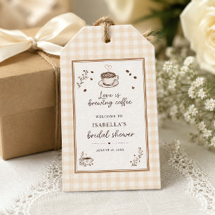 Love Is Brewing Coffee Boho Beige Custom Gift Tags