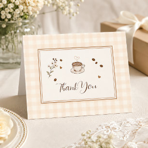 Love Is Brewing Coffee Boho Beige Custom Thank You Card