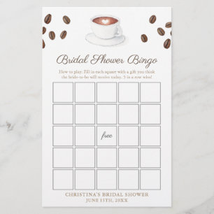 Love Is Brewing Coffee Bridal Shower Bingo Game