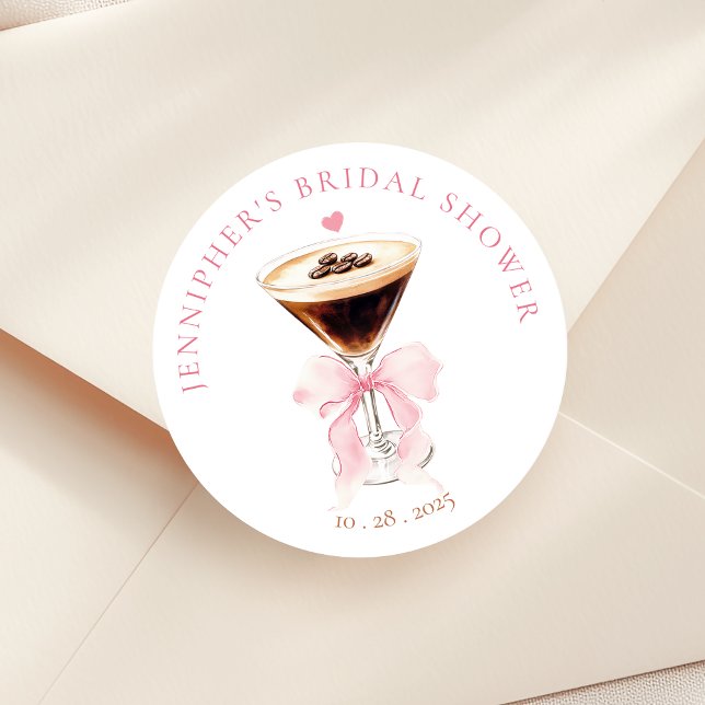 Love is Brewing Coffee Bridal Shower Classic Round Sticker (Creator Uploaded)