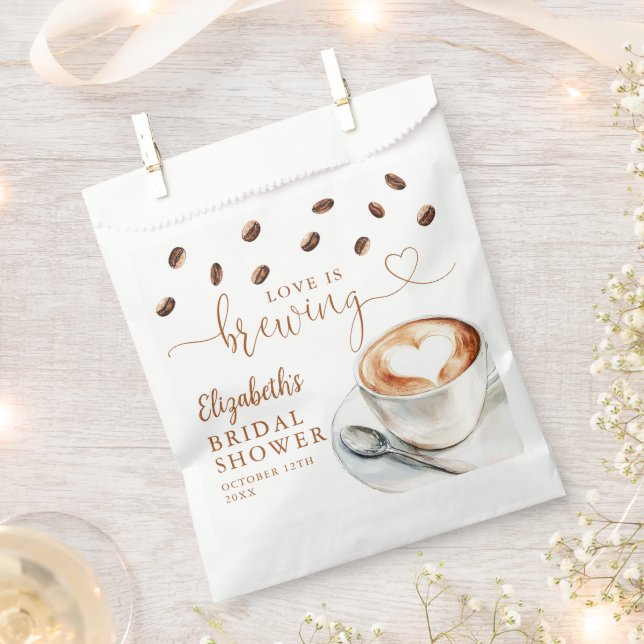 Love Is Brewing Coffee Bridal Shower Favour Bags (Clipped)