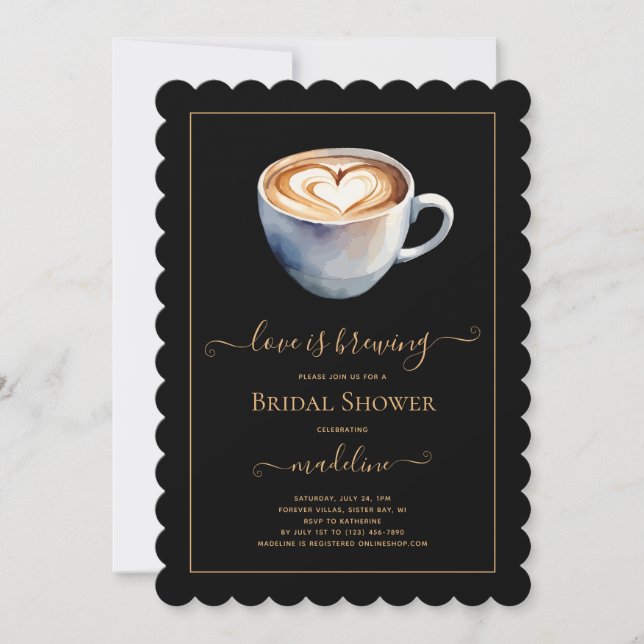 Love is Brewing Coffee Bridal Shower Invitation (Front)
