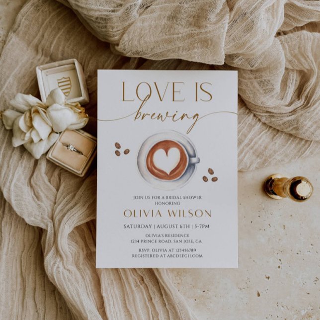 Love Is Brewing Coffee Bridal Shower Invitation (Creator Uploaded)