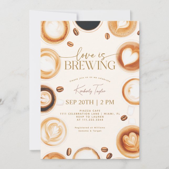 Love is Brewing Coffee Bridal Shower Invitation (Front)