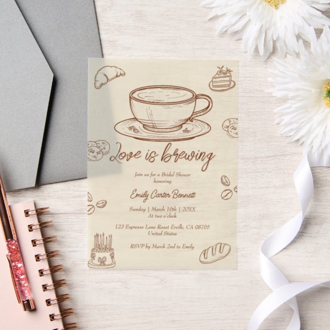 Love is Brewing Coffee Bridal Shower Invitation (Wedding)