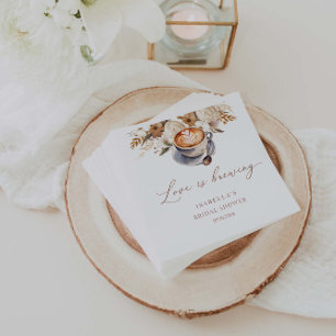 Love Is Brewing Coffee Bridal Shower Napkin