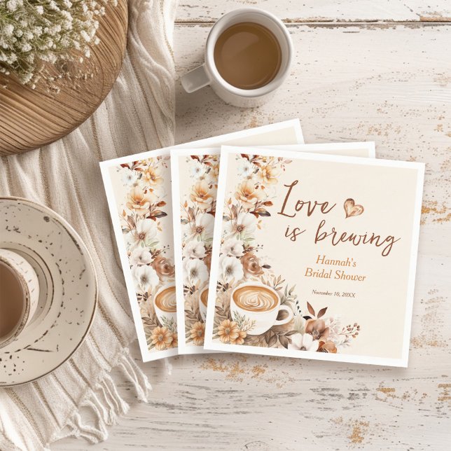 Love is Brewing Coffee Bridal Shower Napkin (Creator Uploaded)
