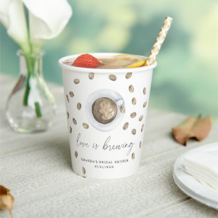 Love is brewing Coffee Bridal shower Paper Cups