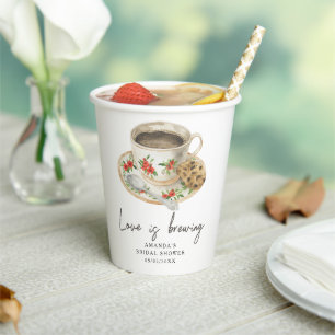 Love is brewing Coffee Bridal shower Paper Cups