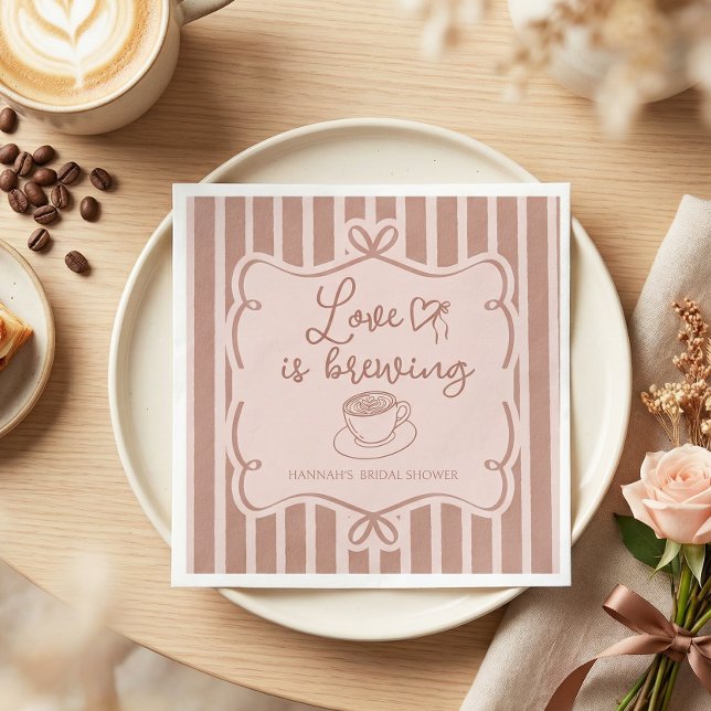 Love is Brewing Coffee Bridal Shower Plates Napkin (Creator Uploaded)