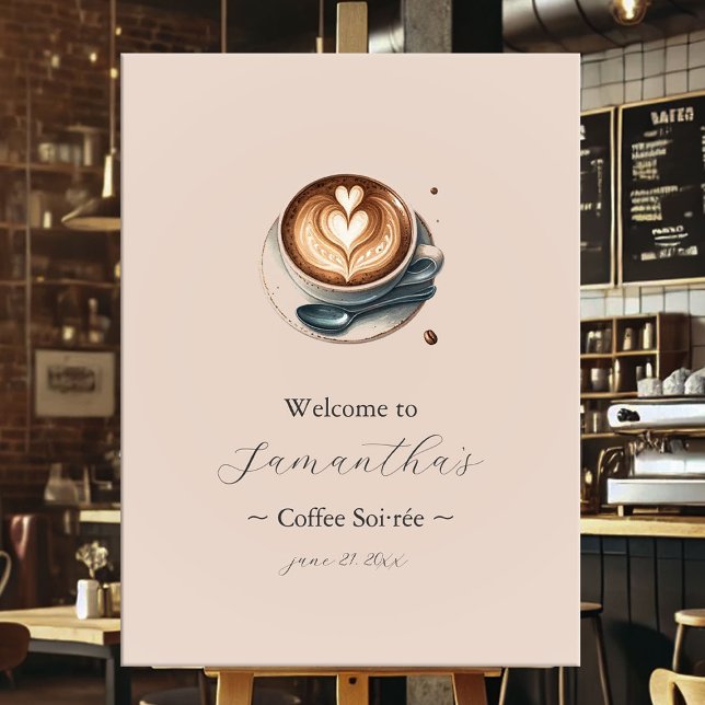 Love is Brewing Coffee Bridal Shower Poster (bridal shower posters coffee love is brewing latte with heart)