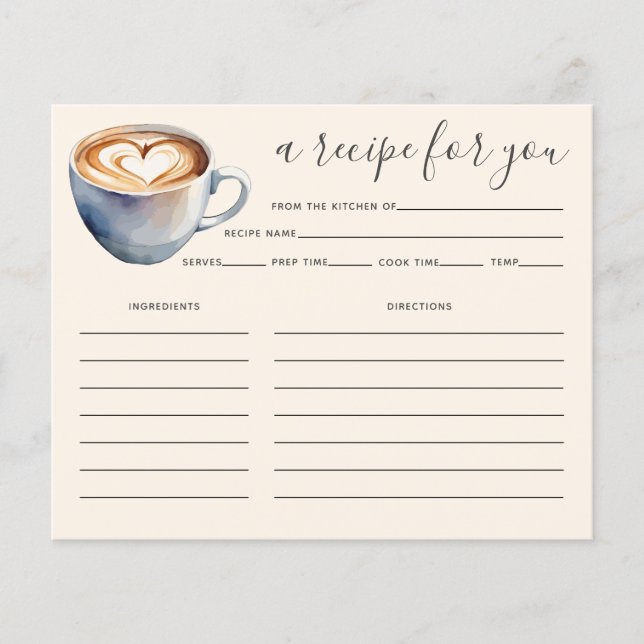 Love is Brewing Coffee Bridal Shower Recipe Card (Front)