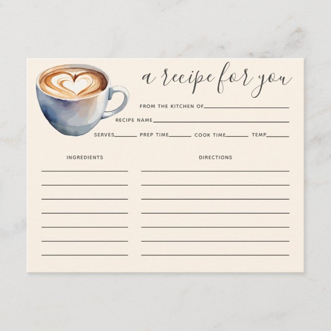 Love is Brewing Coffee Bridal Shower Recipe Card (Front)