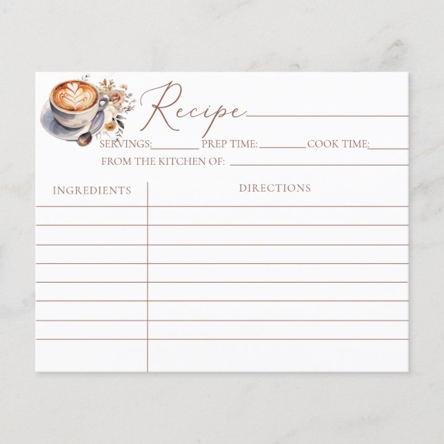 Love Is Brewing Coffee Bridal Shower Recipe Cards (Front)