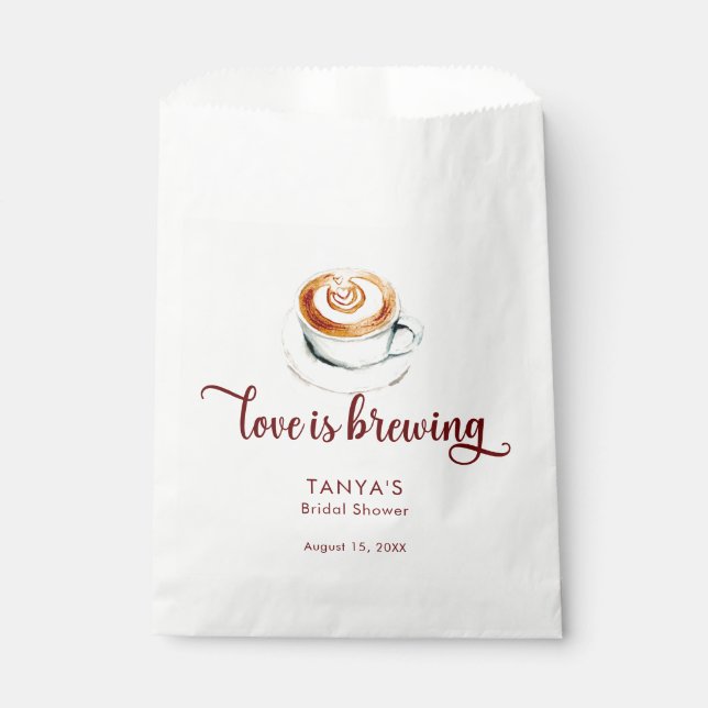 Love is Brewing Coffee Bridal Shower Script Favour Bags (Front)