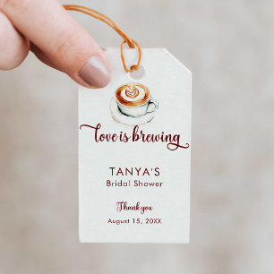 Love is Brewing Coffee Bridal Shower Script Gift Tags