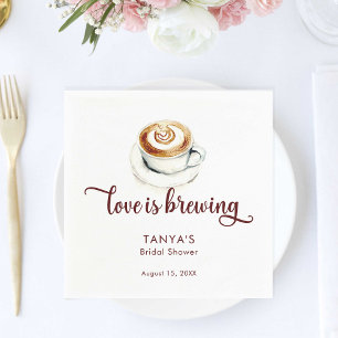 Love is Brewing Coffee Bridal Shower Script Napkin