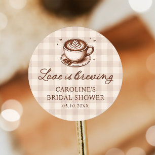 Love is Brewing Coffee Bridal Shower Sticker