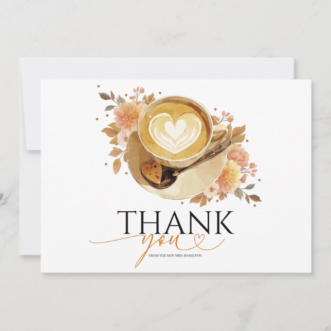 Love Is Brewing Coffee Bridal Shower Thank You Invitation (Front)