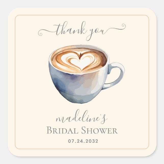 Love is Brewing Coffee Bridal Shower Thank You Square Sticker (Front)