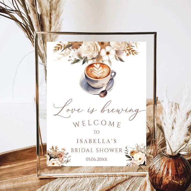 Love Is Brewing Coffee Bridal Shower Welcome Poster (Creator Uploaded)