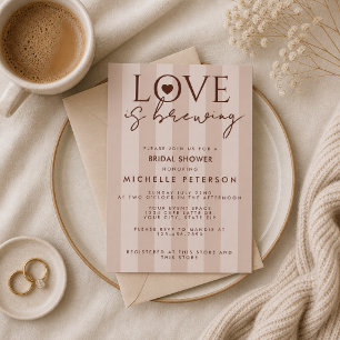 Love Is Brewing Coffee Brown Bridal Shower Invitation