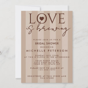 Love Is Brewing Coffee Brown Bridal Shower Invitation
