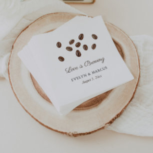 Love Is Brewing Coffee Co-ed Bridal Shower Napkin