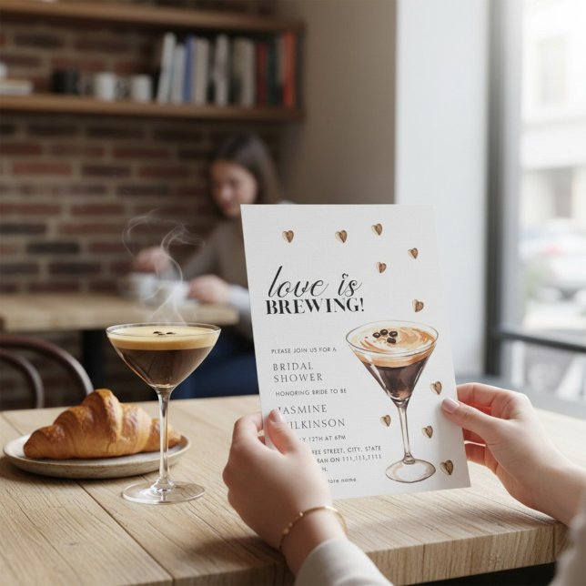 Love is Brewing Coffee Cocktail Bridal Shower  Invitation (Creator Uploaded)
