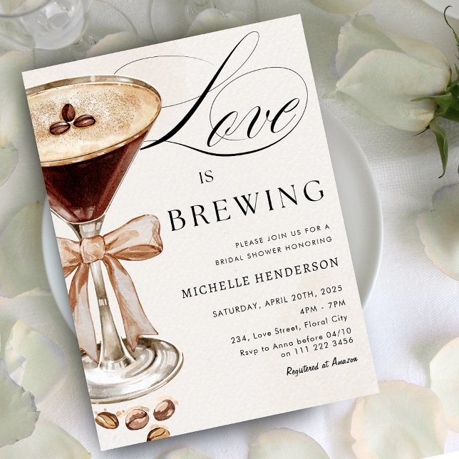 Love is Brewing Coffee Cocktail Bridal Shower Invitation (Love is Brewing Coffee Cocktail Bridal Shower Invitation)