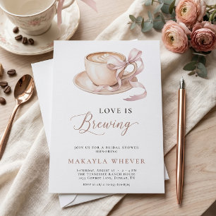 Love is Brewing Coffee Coquette Bow Bridal shower Invitation
