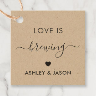 Love is Brewing, Coffee Gift Tag, Wedding, Kraft Favour Tags