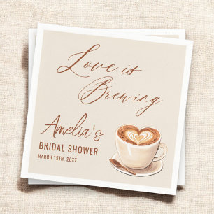 Love is Brewing Coffee Latte Bridal Shower Napkin
