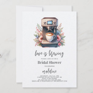 Love is Brewing Coffee Machine Bridal Shower Invitation