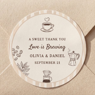 Love is Brewing Coffee Moka Pot Bridal Shower Classic Round Sticker