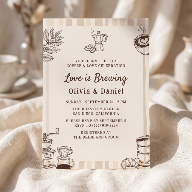 Love is Brewing Coffee Moka Pot Bridal Shower Invitation (Love is Brewing Coffee Moka Pot Bridal Shower Invitation)