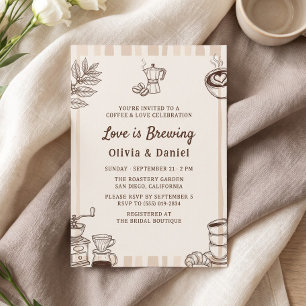 Love is Brewing Coffee Moka Pot Bridal Shower Invitation