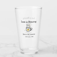 Love is Brewing coffee mug gold heart couple name