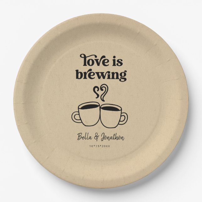 Love is Brewing Coffee /  Tea Napkin Paper Plate (Front)