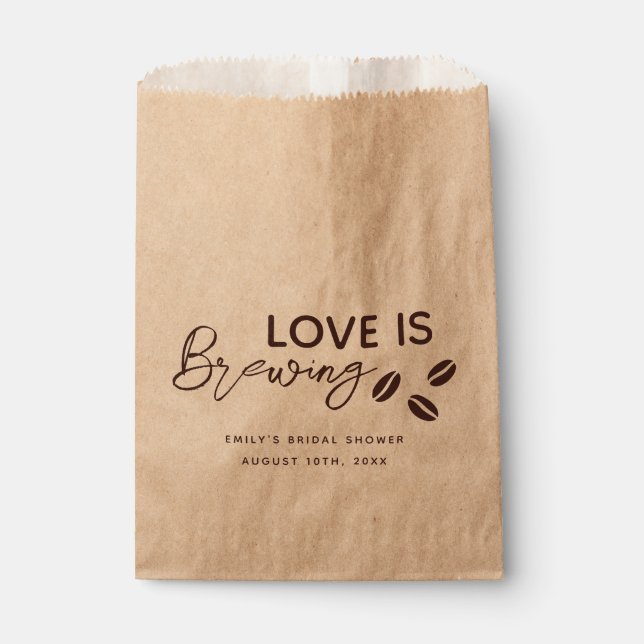 Love is Brewing Coffee Theme Bridal Shower Favour Bags (Front)