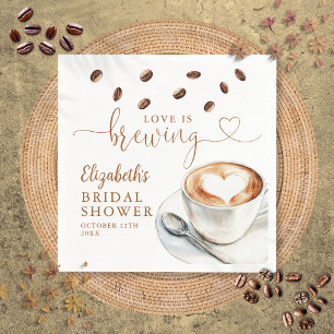 Love Is Brewing Coffee Theme Bridal Shower Napkin