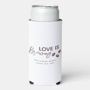 Love is Brewing Coffee Theme Bridal Shower Seltzer Can Cooler