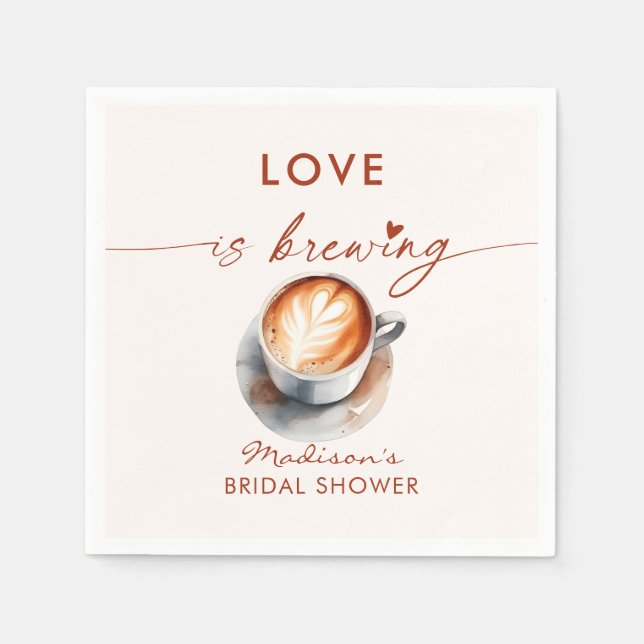 Love Is Brewing Coffee Themed Bridal Shower  Napkin (Front)