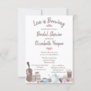 Love is Brewing, Coffee themed Shower Invitation