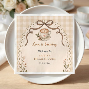 Love is brewing coffee Vintage Floral Custom Napkin